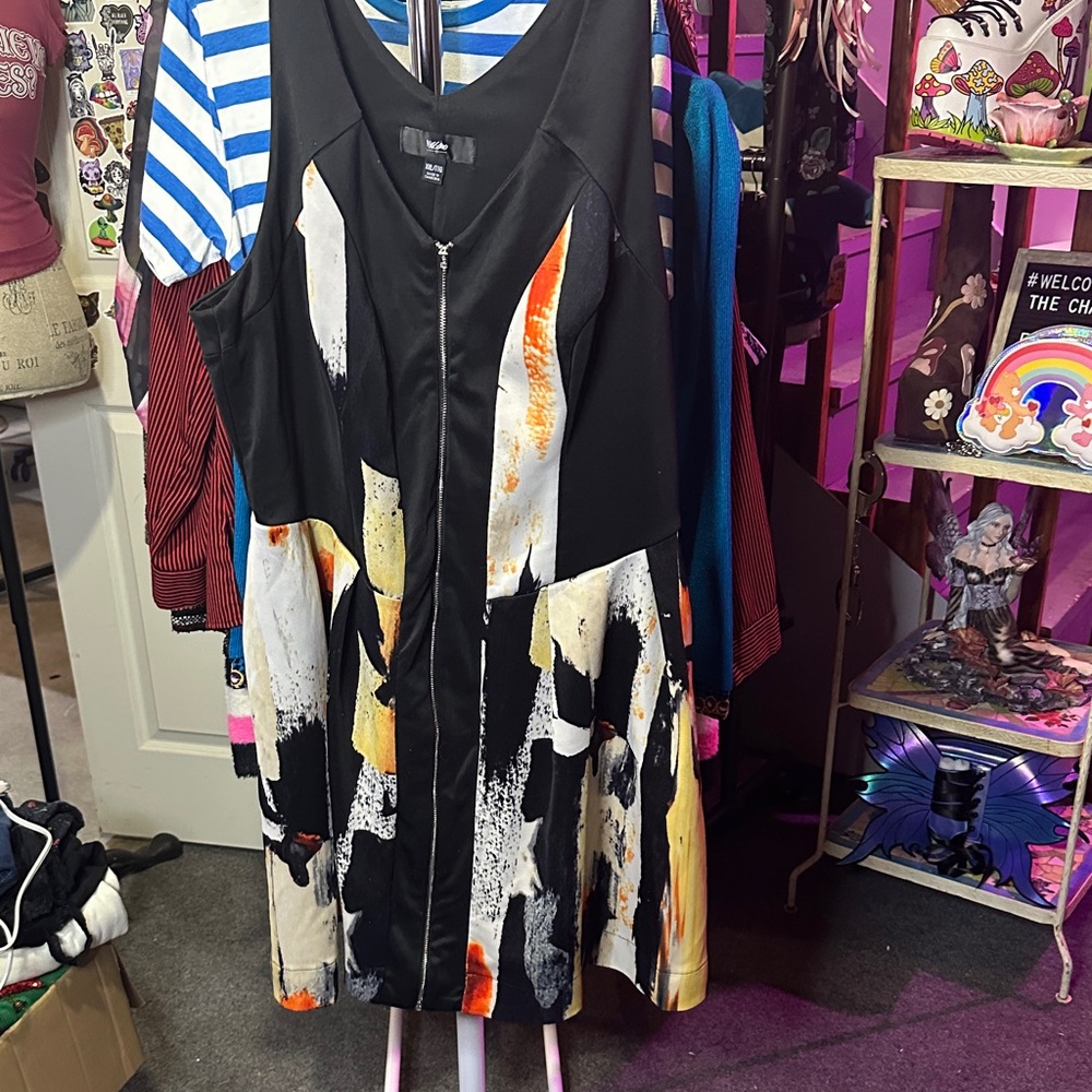 Colorful Abstract Zip-Front Dress